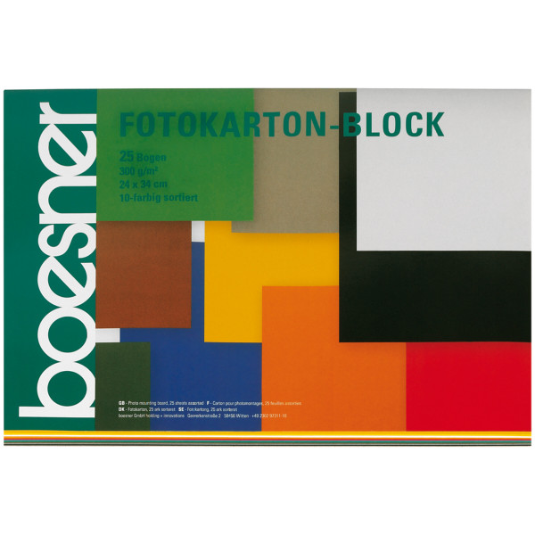 boesner Fotokarton-blok, sortering i 10 farver